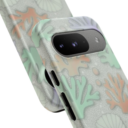 Pastel Coral Reef Tough Phone Case – Sea Shell & Coral Pattern Durable Protector