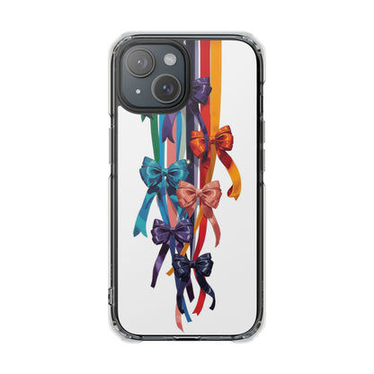 Clear Magnetic Phone Case — Colorful Ribbon Bows Design