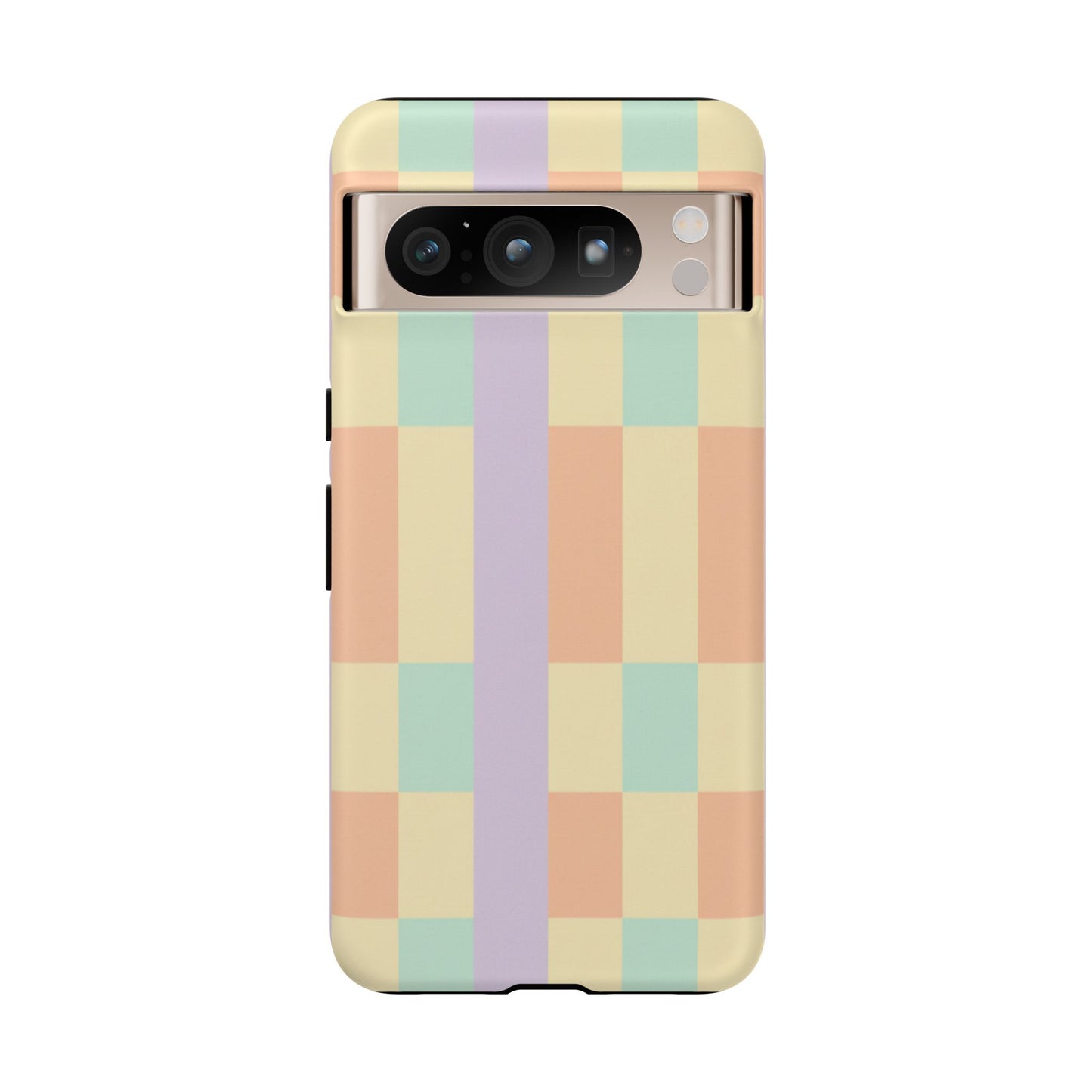 Pastel Checkered Phone Case — Retro Stripe Tough Case
