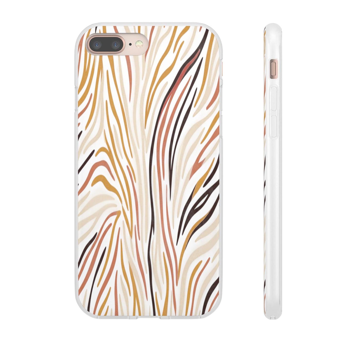 Marbled Neutral Stripe Phone Case — Abstract Beige & Terracotta Flexi Case