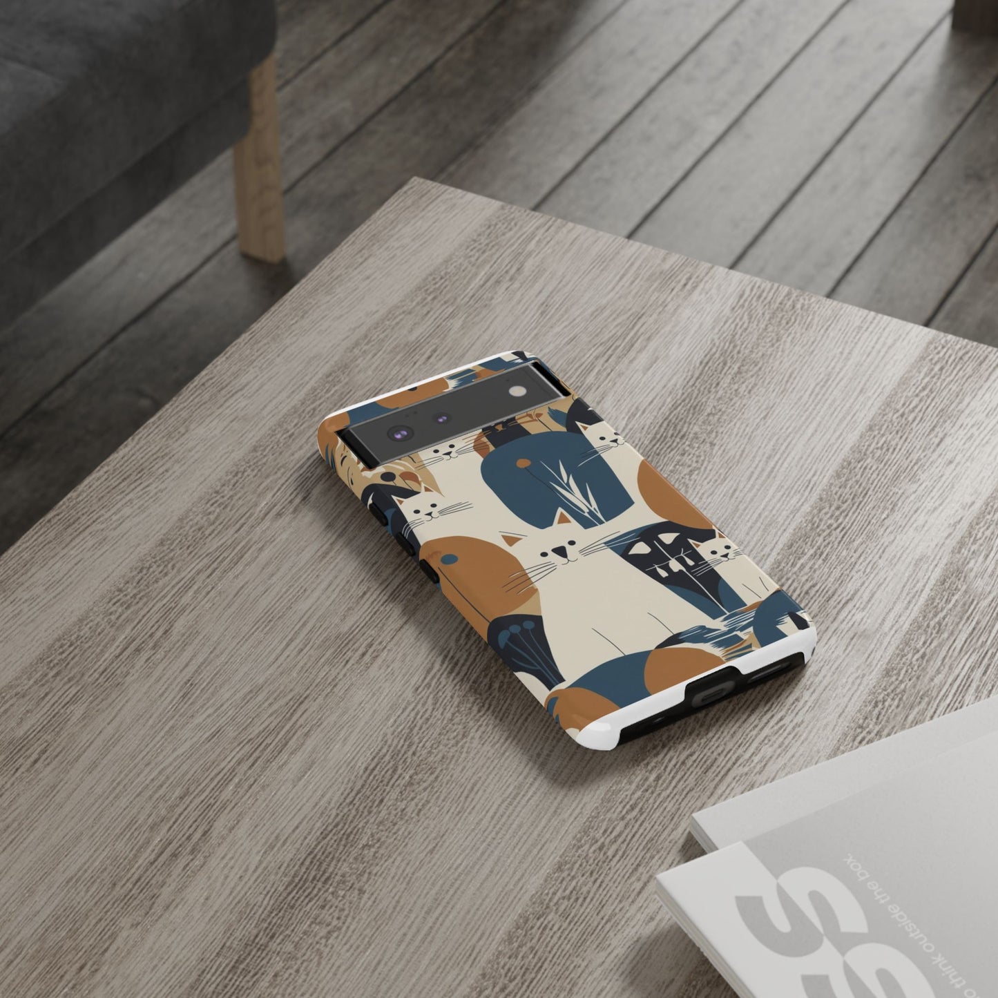 Cat Pattern Phone Case – Retro Abstract Cats Protective iPhone Cover