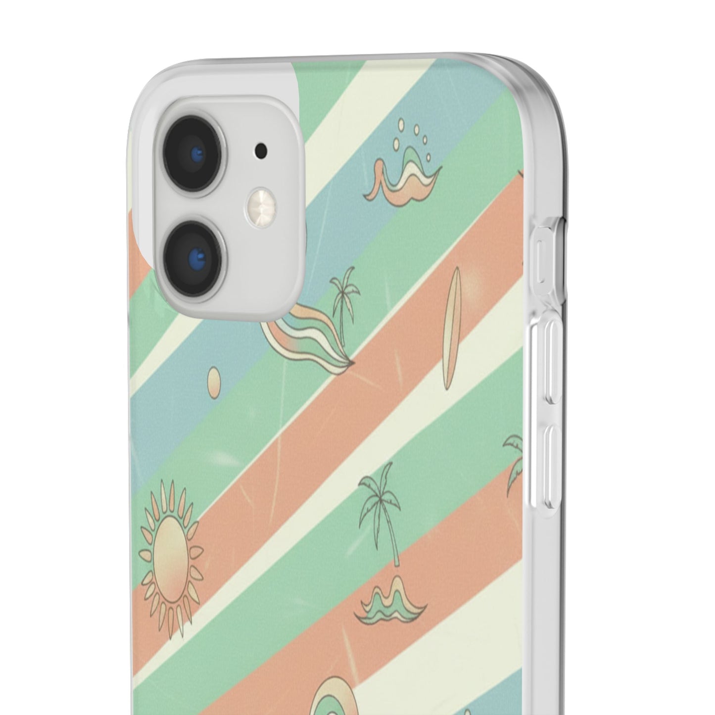 Beach Vibes Phone Case — Retro Pastel Surf & Palm Protective Flexi Case