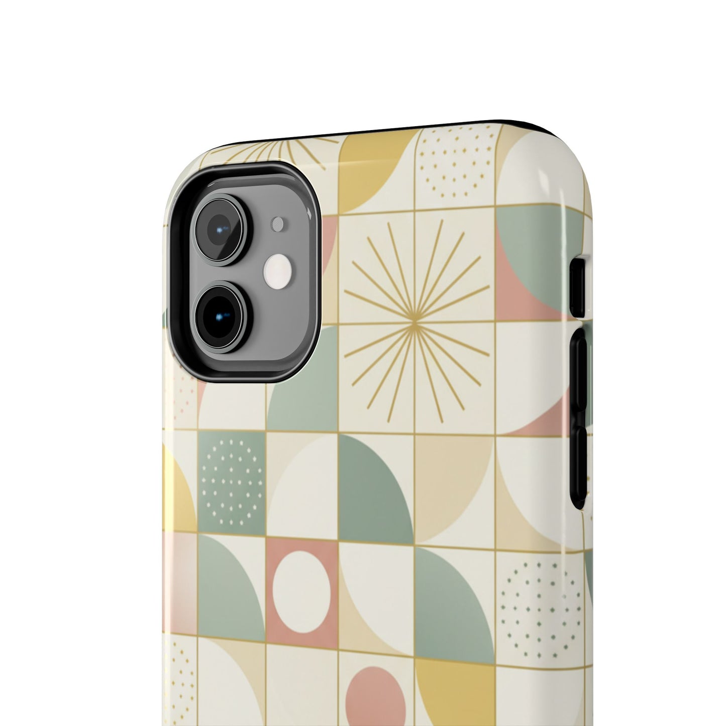 Retro Geometric Tough Phone Case — Pastel Midcentury Pattern