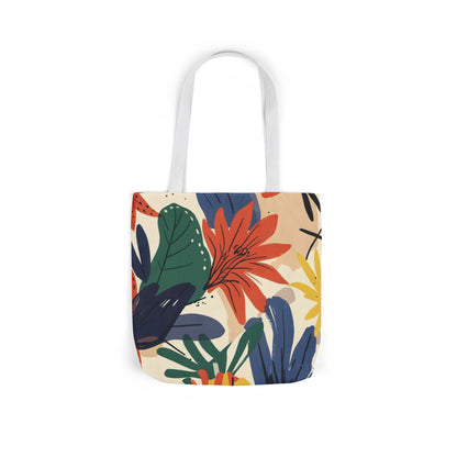 Floral Canvas Tote Bag — Colorful Tropical Leaf Print