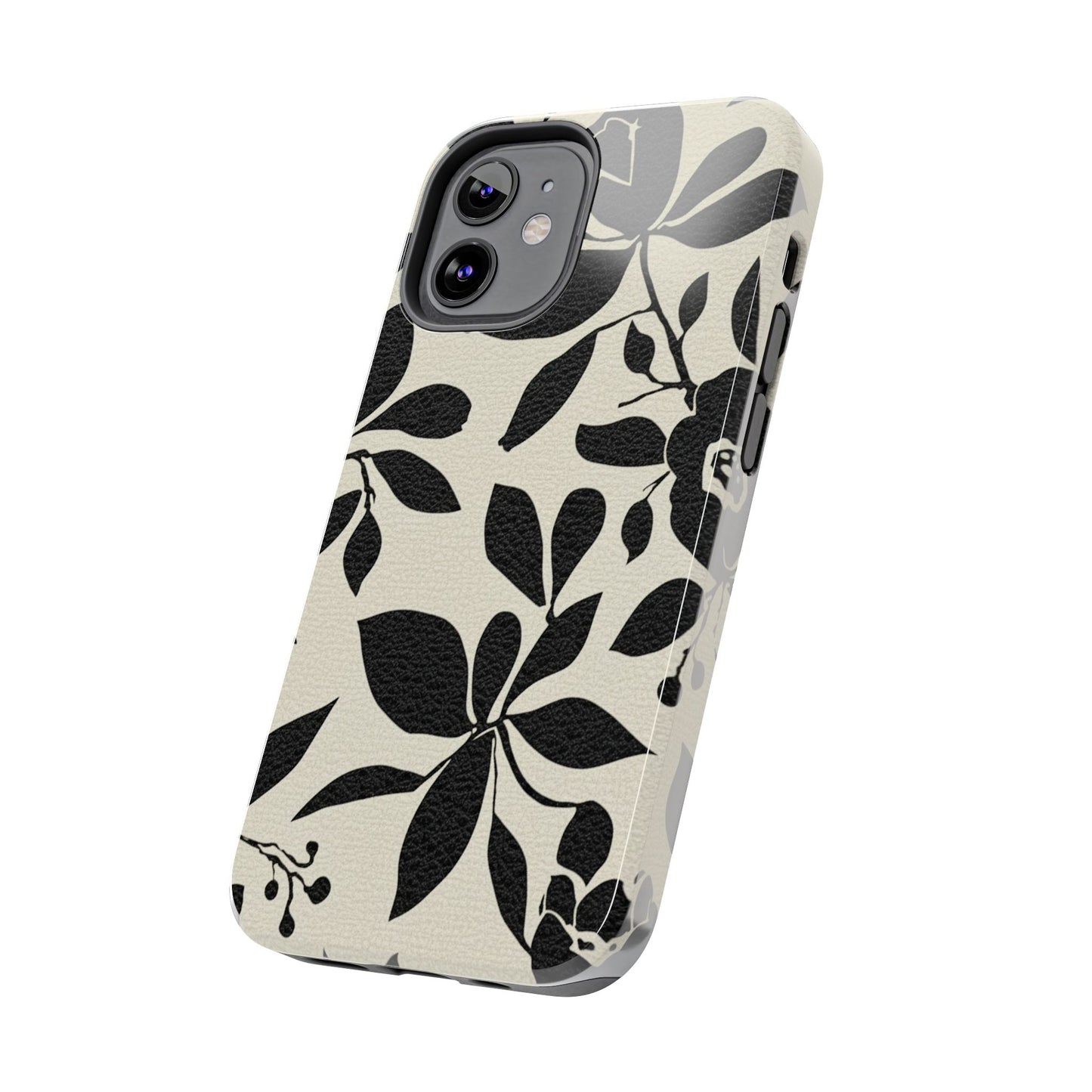 Tough Phone Case — Black Floral Silhouette Protective Cover