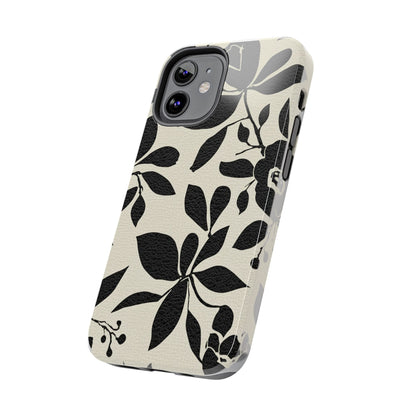 Tough Phone Case — Black Floral Silhouette Protective Cover
