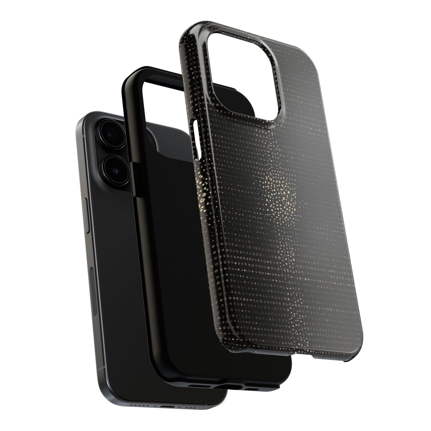 Tough Phone Case — Black Textured Metallic Dot Shield