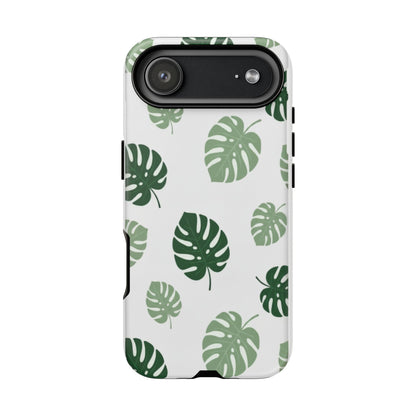 Monstera Leaf Tough Phone Case – Tropical Green Palm Pattern Protective Cover