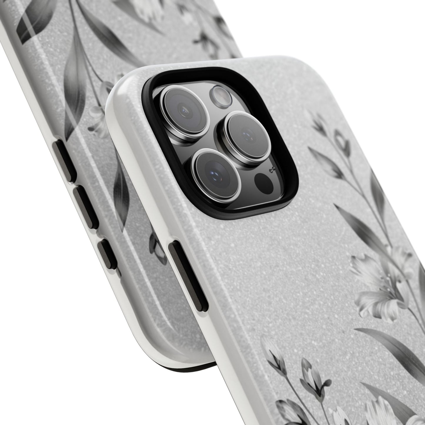 Floral Monochrome Phone Case — Elegant Black & White Lily Design