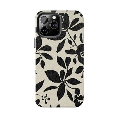 Tough Phone Case — Black Floral Silhouette Protective Cover