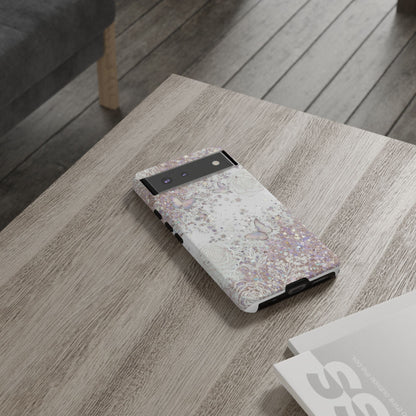 Butterfly Glitter Tough Phone Case — Floral Sparkle Protective Case