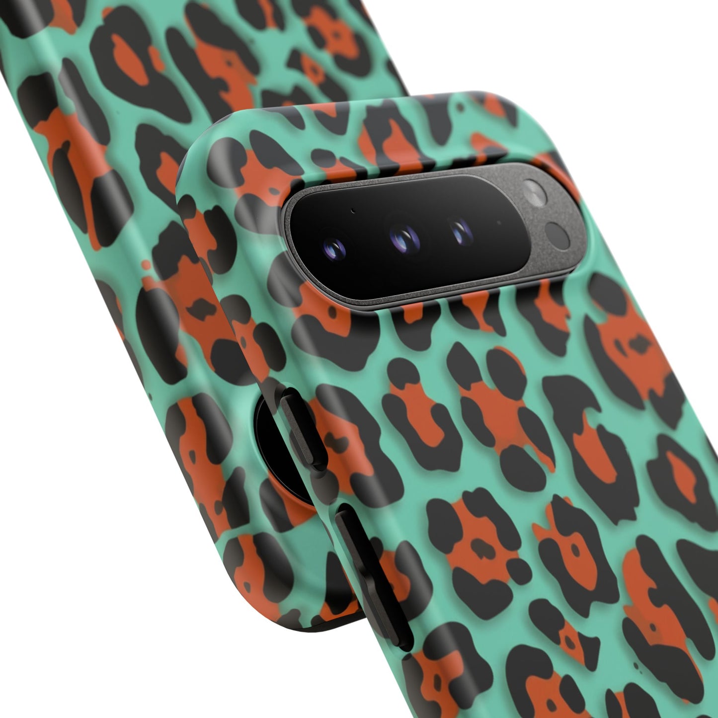 Teal & Rust Leopard Phone Case — Tough Protective Animal Print