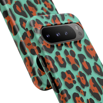 Teal & Rust Leopard Phone Case — Tough Protective Animal Print