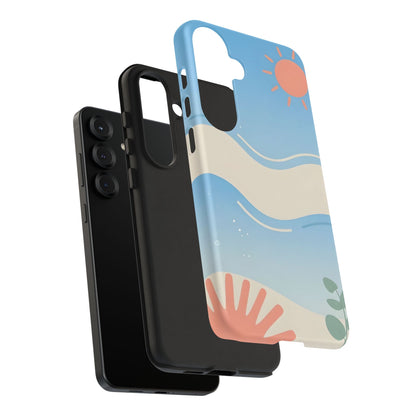 Beach Waves Tough Phone Case — Summer Sun & Seashell Protective Cover