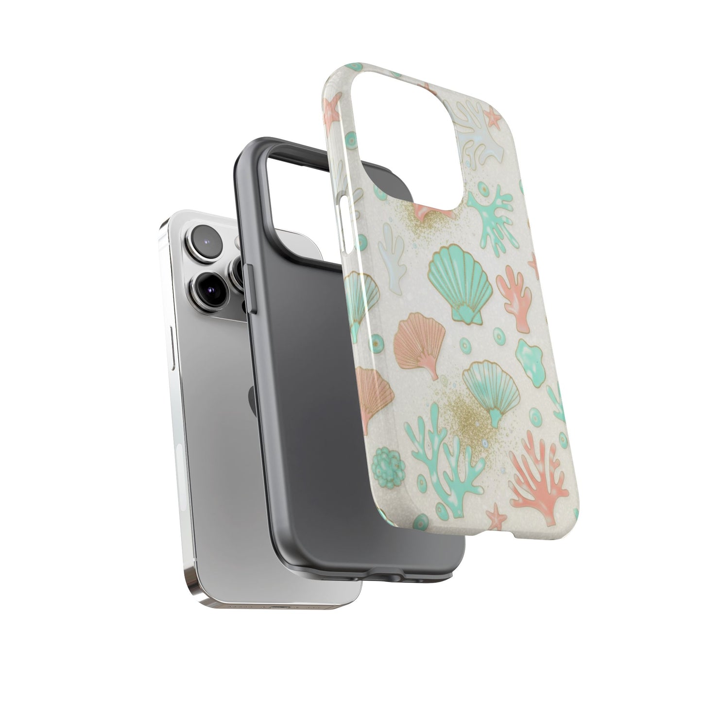 Seashell Coral Phone Case — Pastel Beach Shells Protective Tough Case