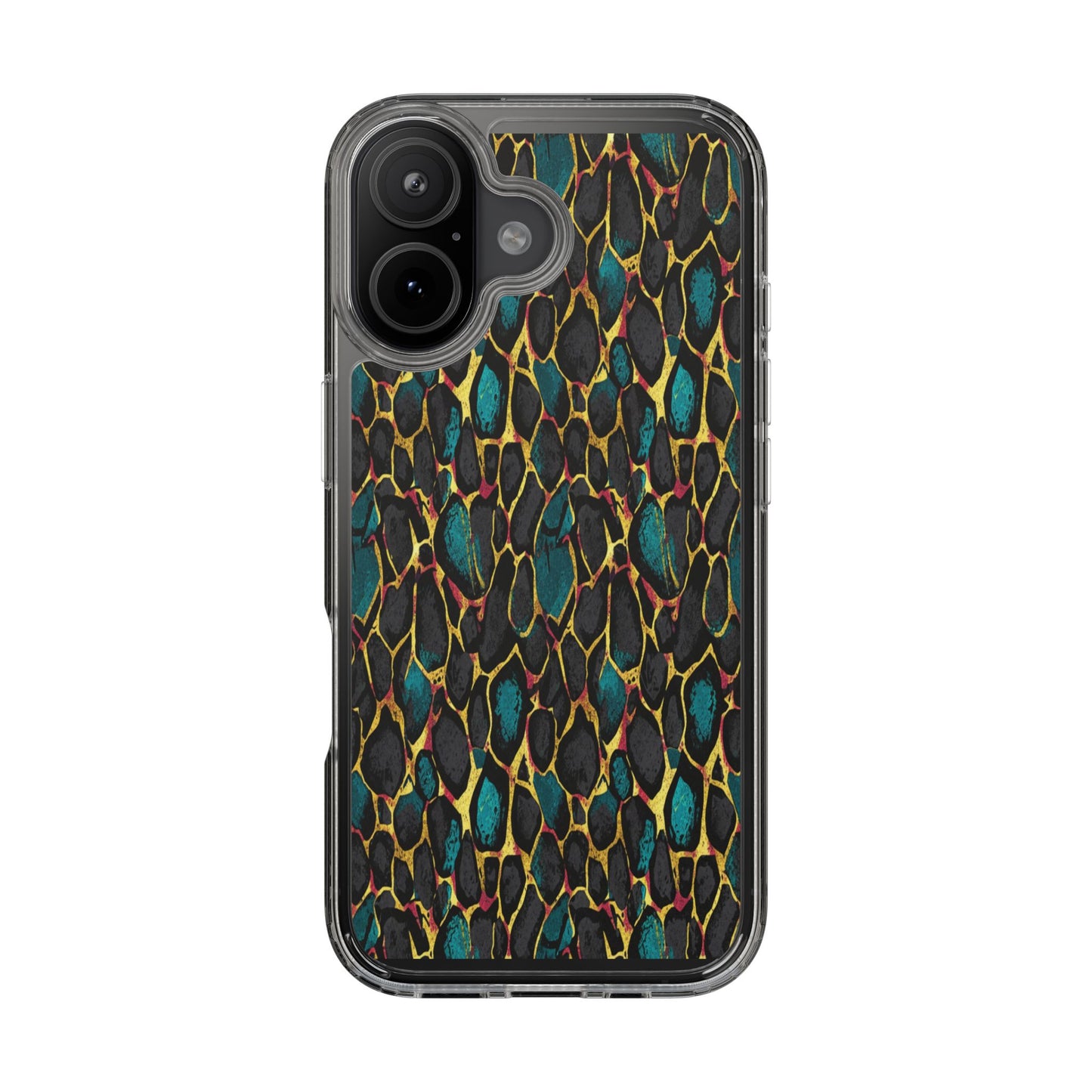 Teal Gold Leopard Clear Phone Case
