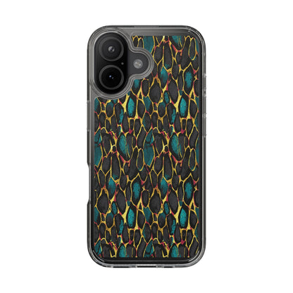 Teal Gold Leopard Clear Phone Case