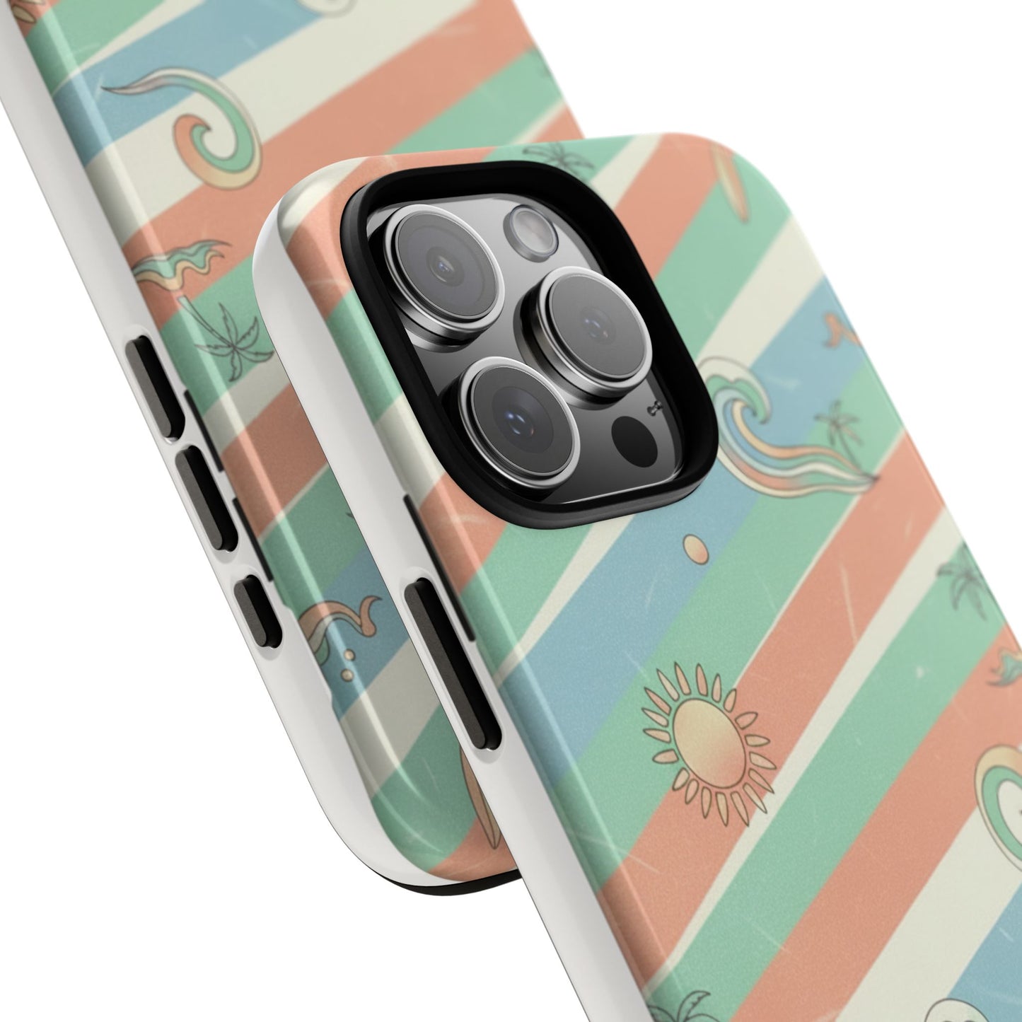 Surf Stripe Tough Phone Case — Retro Beach Waves Pattern