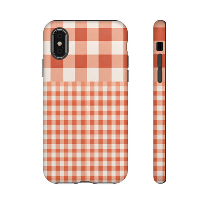 Buffalo Check Tough Phone Case — Orange Gingham Protective Cover