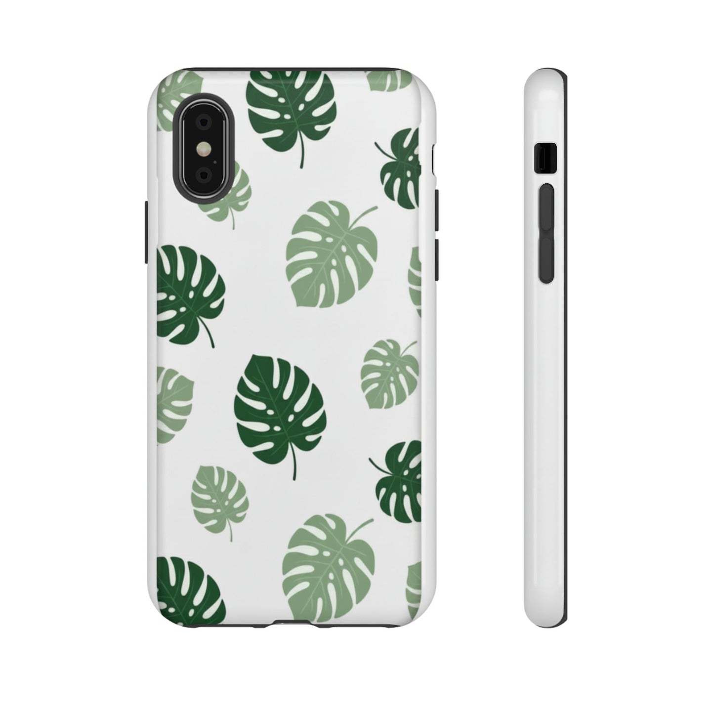 Monstera Leaf Tough Phone Case – Tropical Green Palm Pattern Protective Cover
