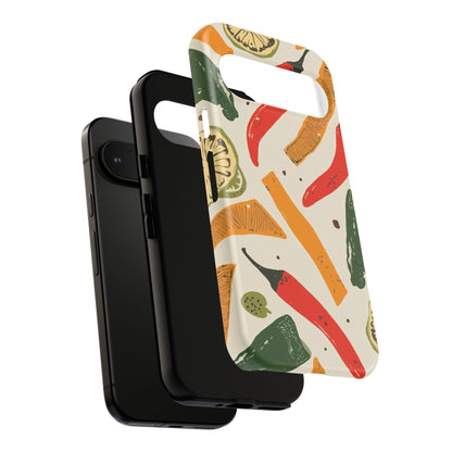 Spicy Peppers Phone Case – Colorful Chili, Lime & Citrus Pattern