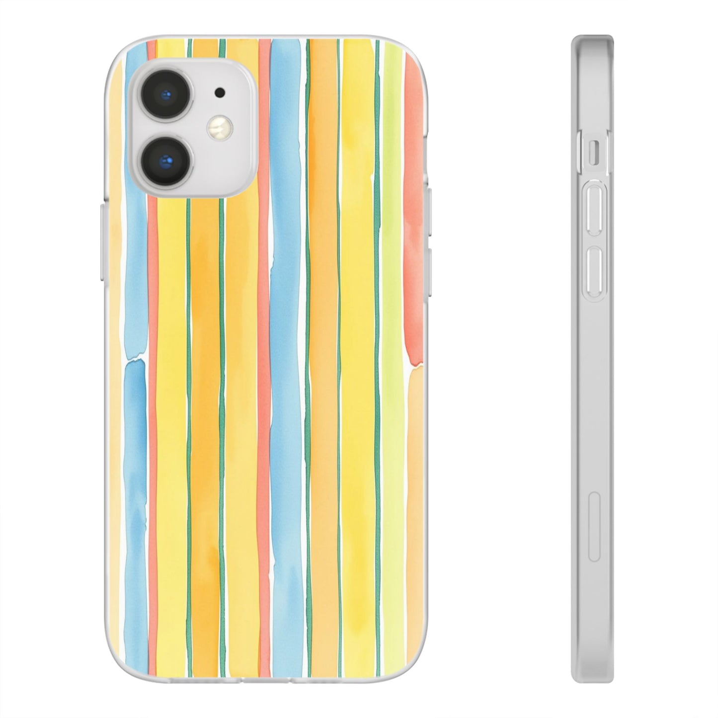 Watercolor Stripe Phone Case — Bright Pastel Vertical Stripes Protective Flexi Case