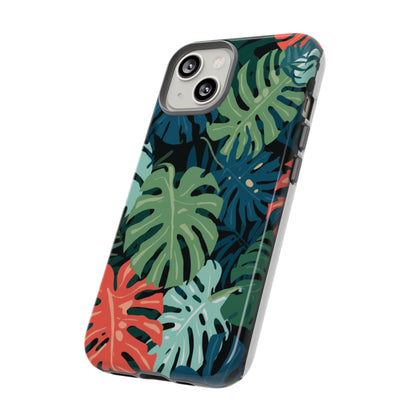 Tropical Monstera Phone Case — Colorful Leaf Protective Tough Case
