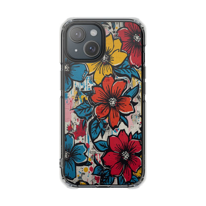 Clear Magnetic Phone Case — Colorful Floral Impact Protection