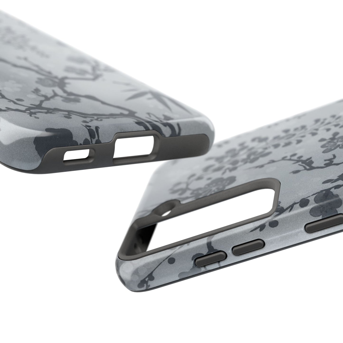 Tough Phone Case — Gray Cherry Blossom Ink Floral Design