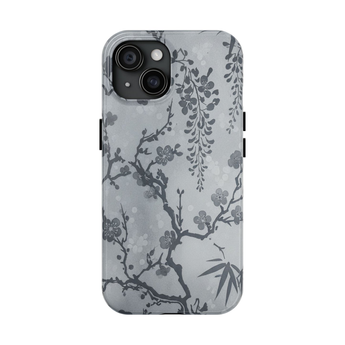 Tough Phone Case — Gray Cherry Blossom Ink Floral Design
