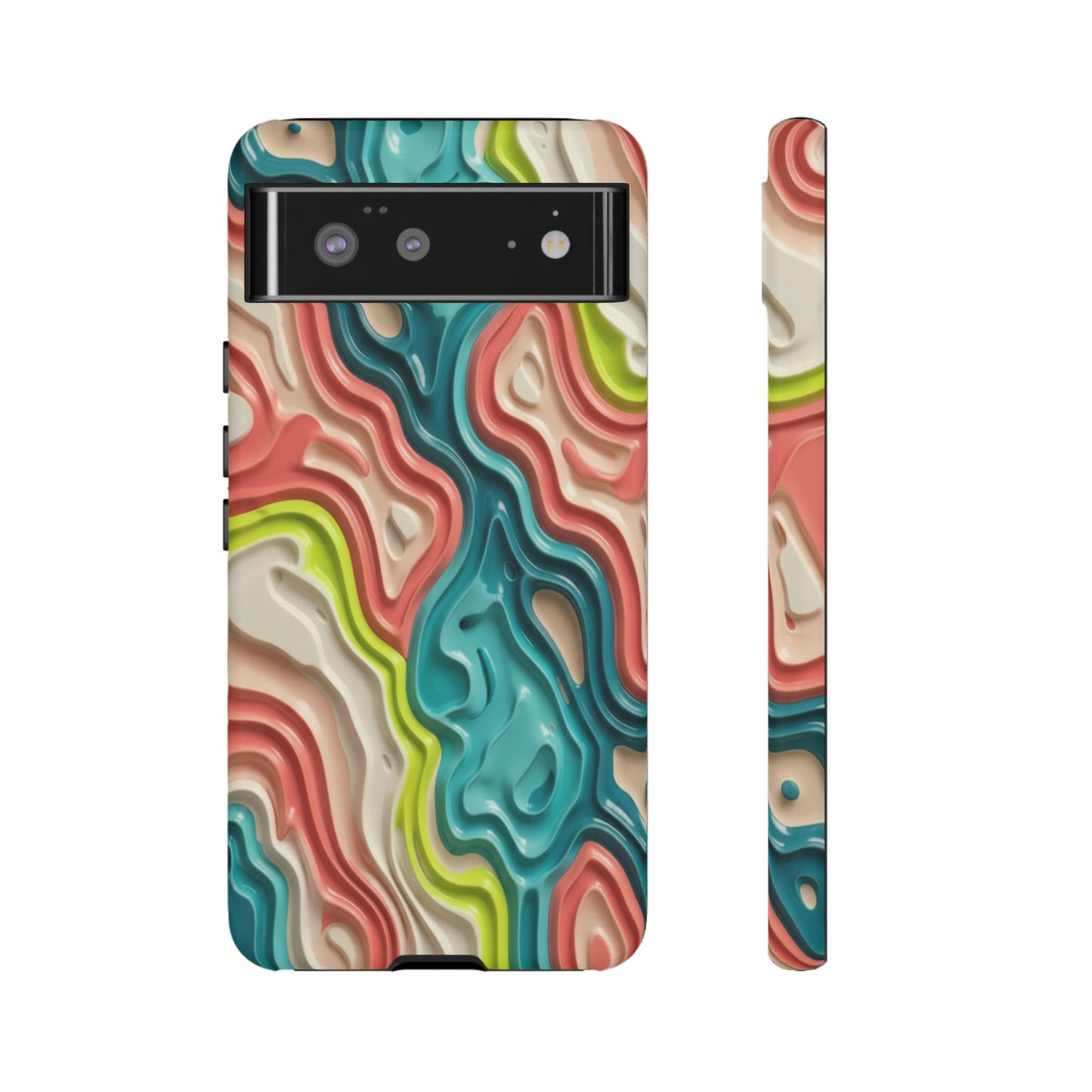 Abstract Contour Phone Case — Colorful Topographic Pattern Tough Case