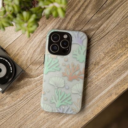 Pastel Coral Reef Tough Phone Case – Sea Shell & Coral Pattern Durable Protector