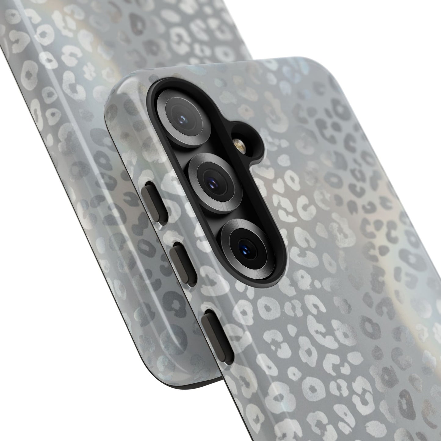 Grey Leopard Print Tough Phone Case — Durable Protective iPhone Cover