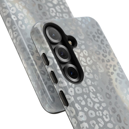 Grey Leopard Print Tough Phone Case — Durable Protective iPhone Cover