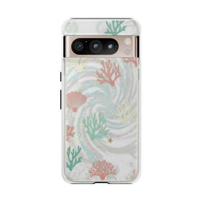 Seafoam Coral Tough Phone Case - Pastel Ocean Wave Design