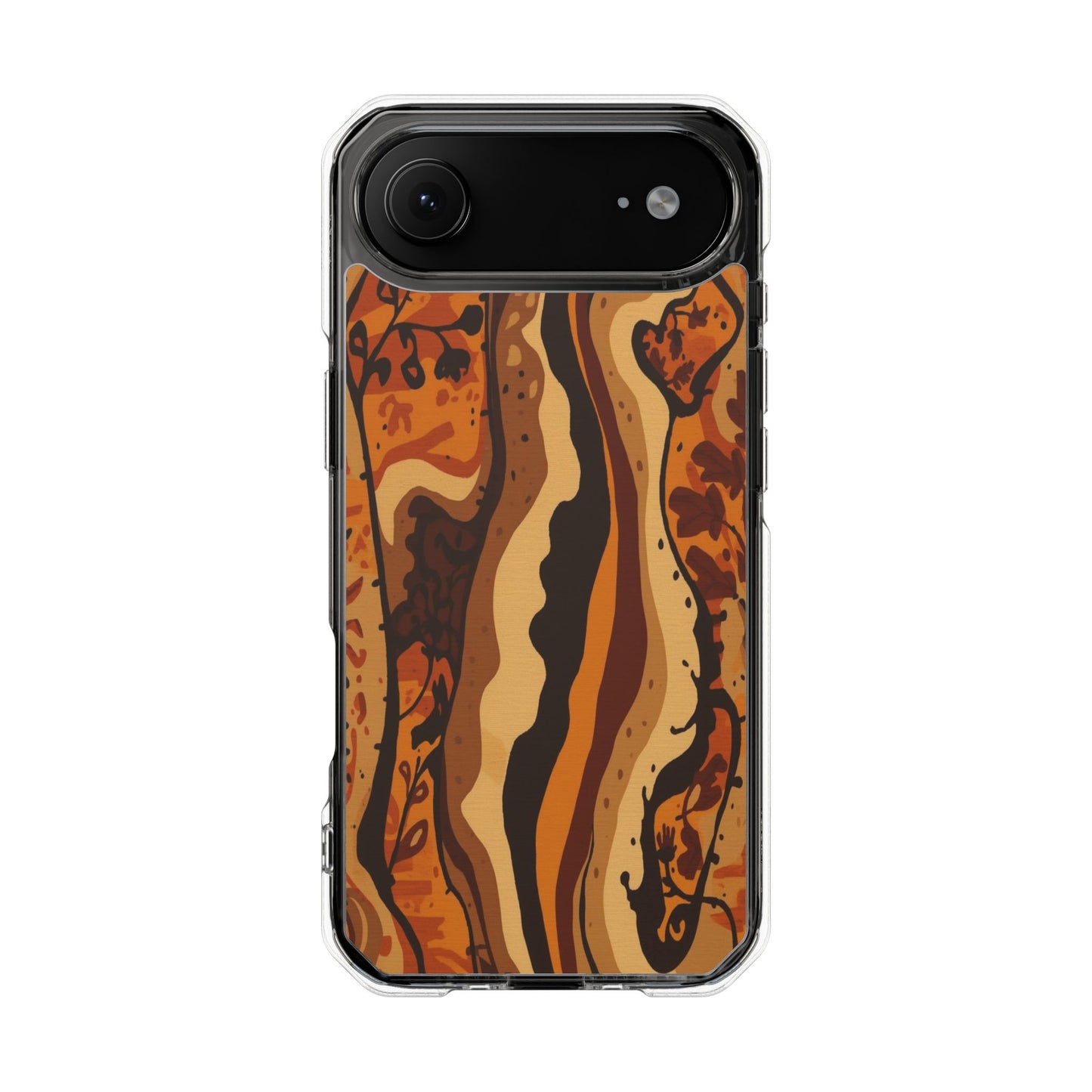 Amber Swirl Magnetic Clear Impact Phone Case — Protective Clear Case with Abstract Woodgrain Design
