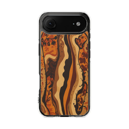 Amber Swirl Magnetic Clear Impact Phone Case — Protective Clear Case with Abstract Woodgrain Design