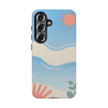 Beach Waves Tough Phone Case — Summer Sun & Seashell Protective Cover