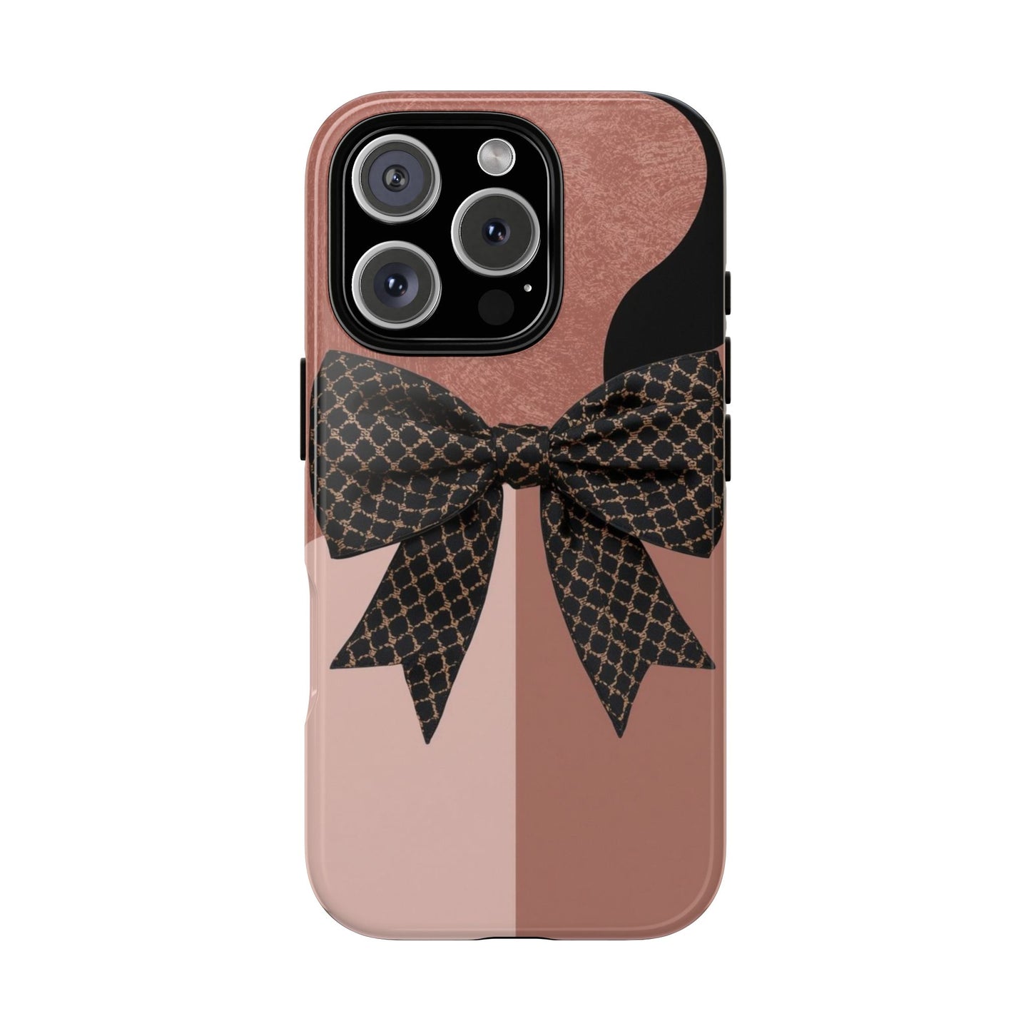 Bow Stripe Tough Phone Case – Pink Mauve Protective Cover