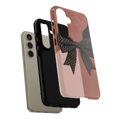 Bow Stripe Tough Phone Case – Pink Mauve Protective Cover