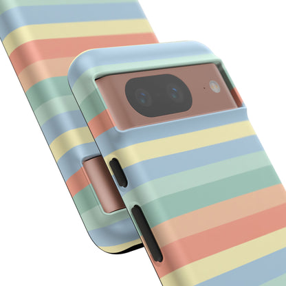 Pastel Striped Phone Case — Retro Horizontal Multi-Color Tough Case
