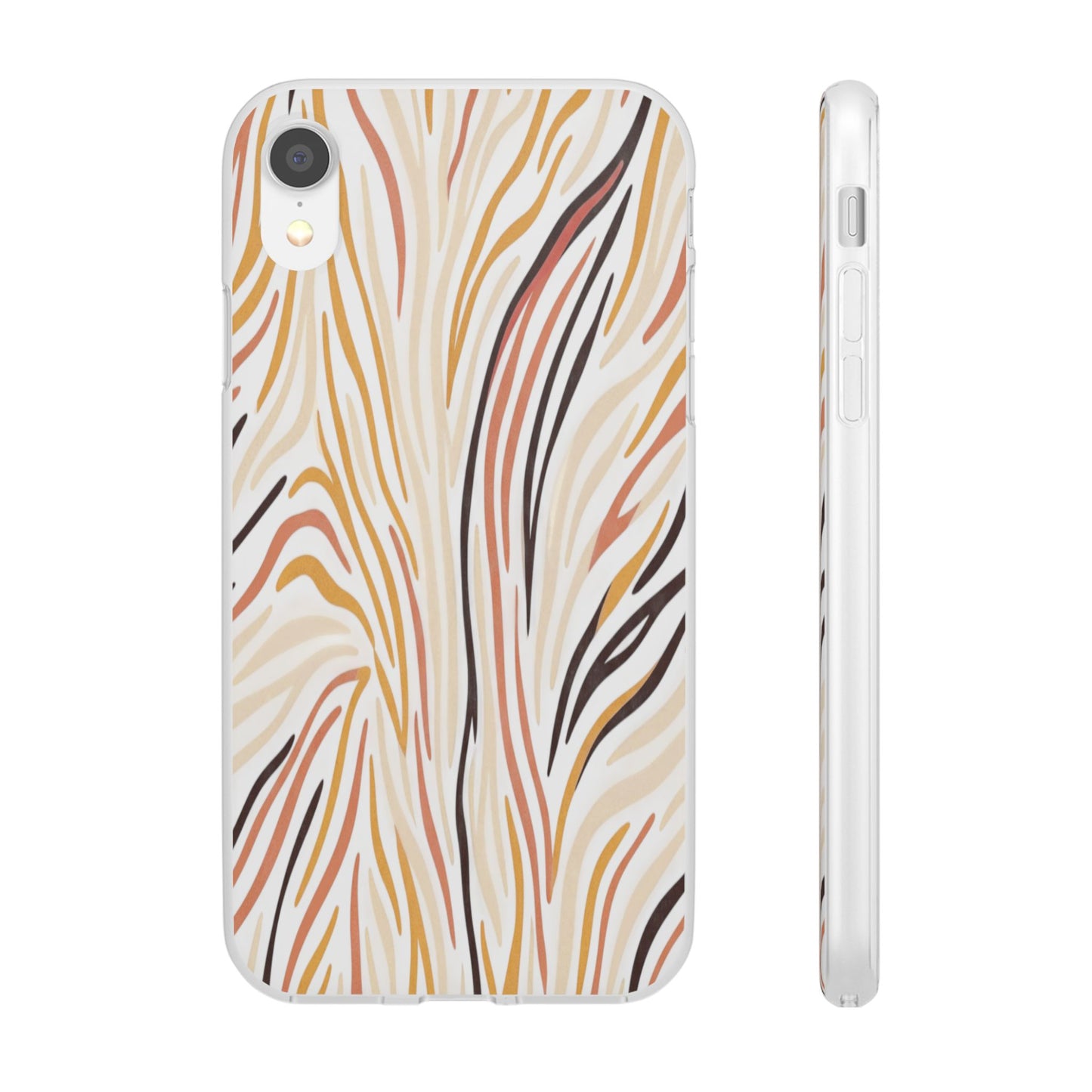 Marbled Neutral Stripe Phone Case — Abstract Beige & Terracotta Flexi Case
