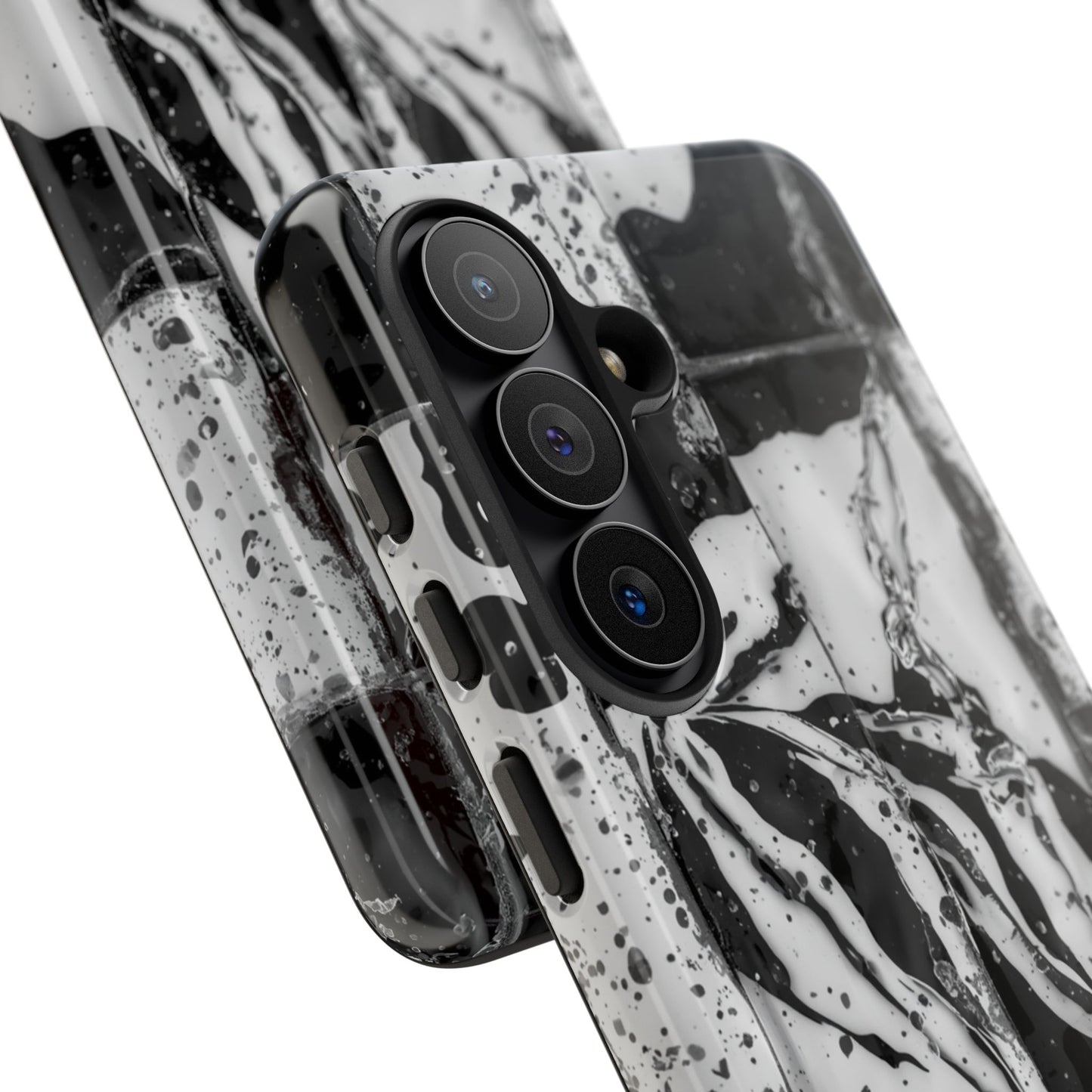 Monochrome Tile Floral Tough Phone Case