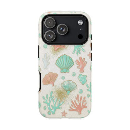 Seashell Coral Phone Case — Pastel Beach Shells Protective Tough Case