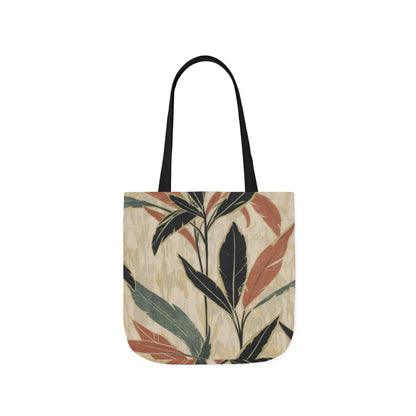 Botanical Canvas Tote Bag — Earth Tones Leaf Print