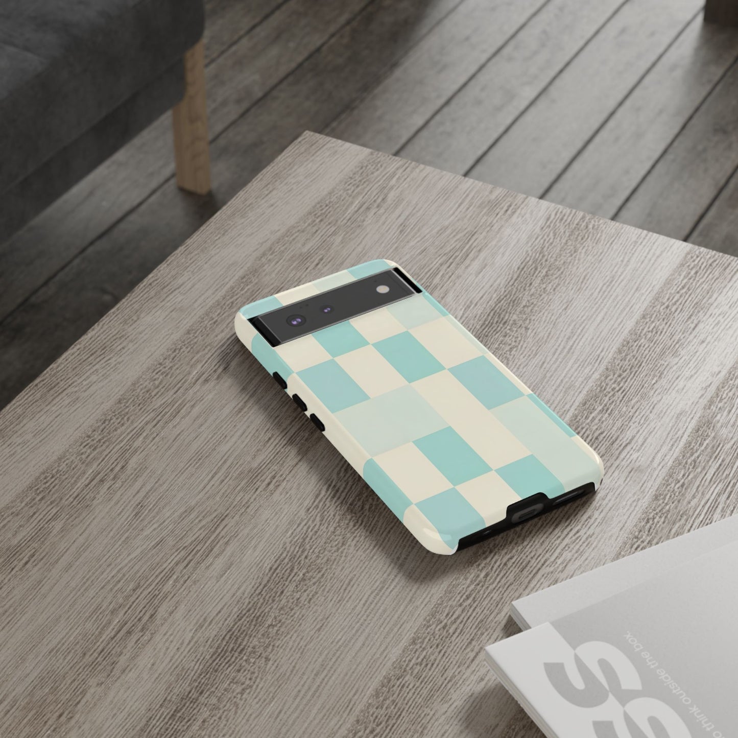 Pastel Checkerboard Tough Case – Mint & Cream Protective Phone Cover