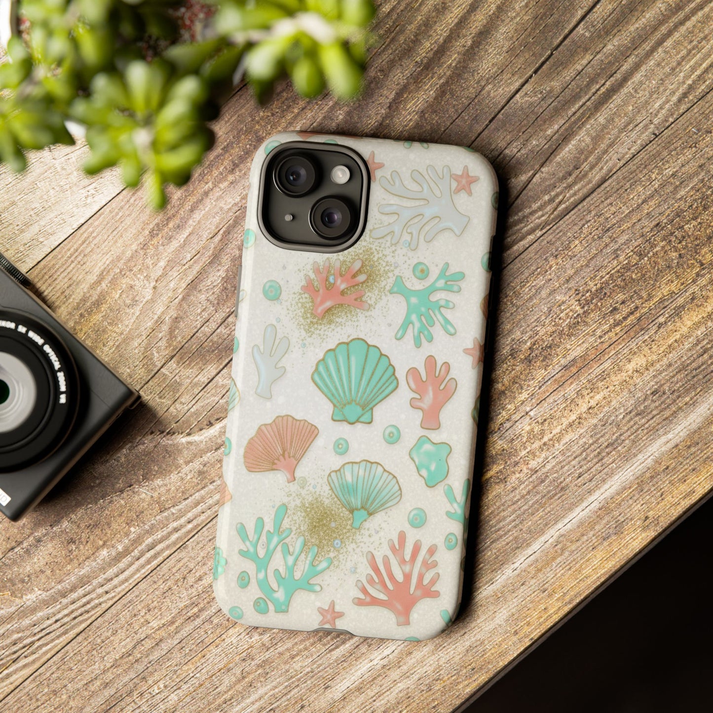 Seashell Coral Phone Case — Pastel Beach Shells Protective Tough Case