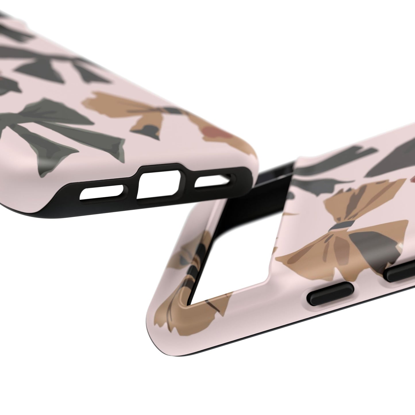 Bow Pattern Phone Case - Pink, Brown & Black Bows Protective Cover