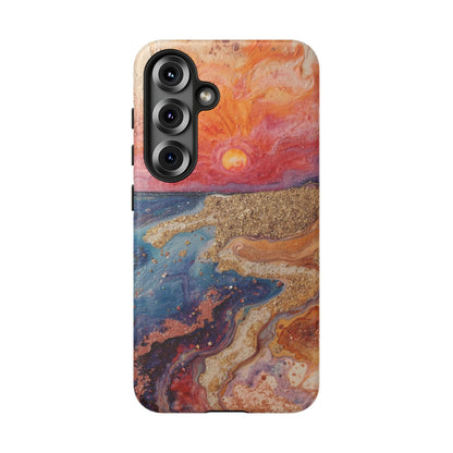 Sunset Coast Phone Case — Colorful Abstract Beach Art Tough Case