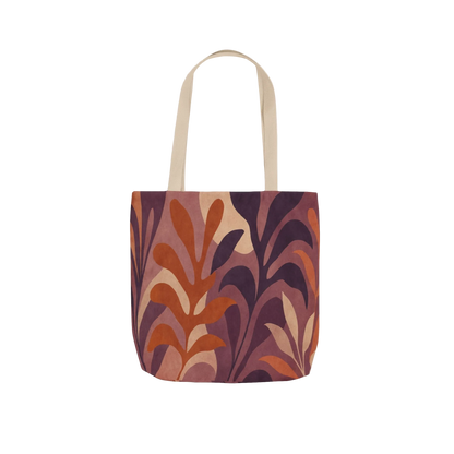 Autumn Foliage Canvas Tote Bag — Earthy Boho Reusable Grocery & Market Bag